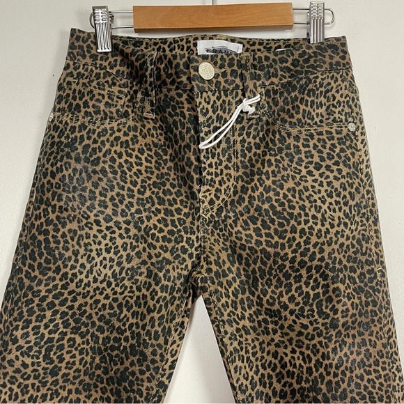 NWT Frame Le Crop Mini Boot Coated Jeans Womens 24 Leopard Tan Black - Picture 3 of 12